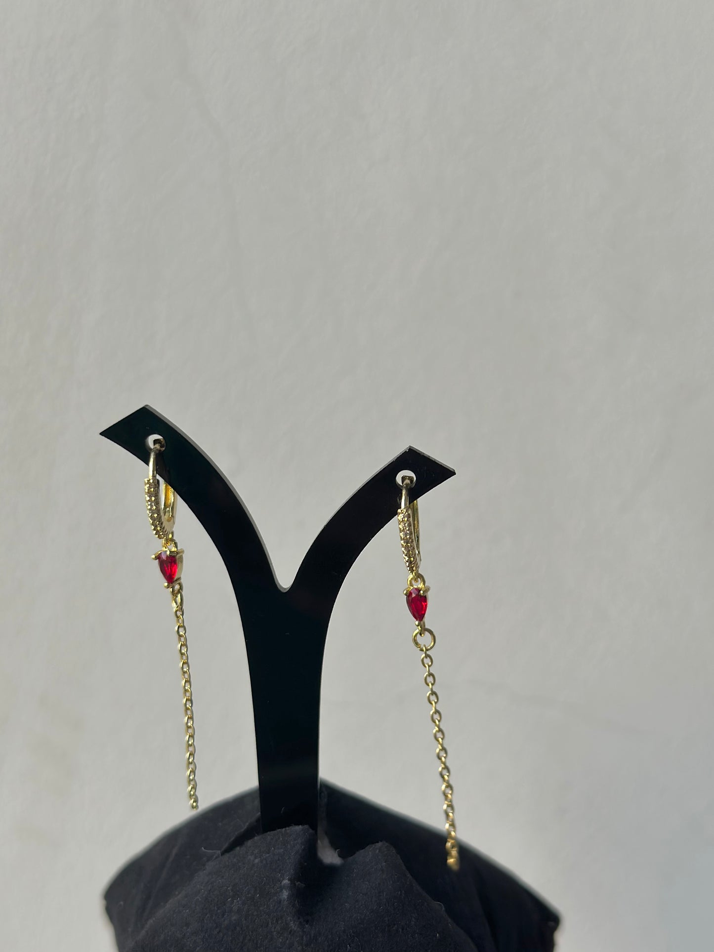 Red Chain Drop Earrings
