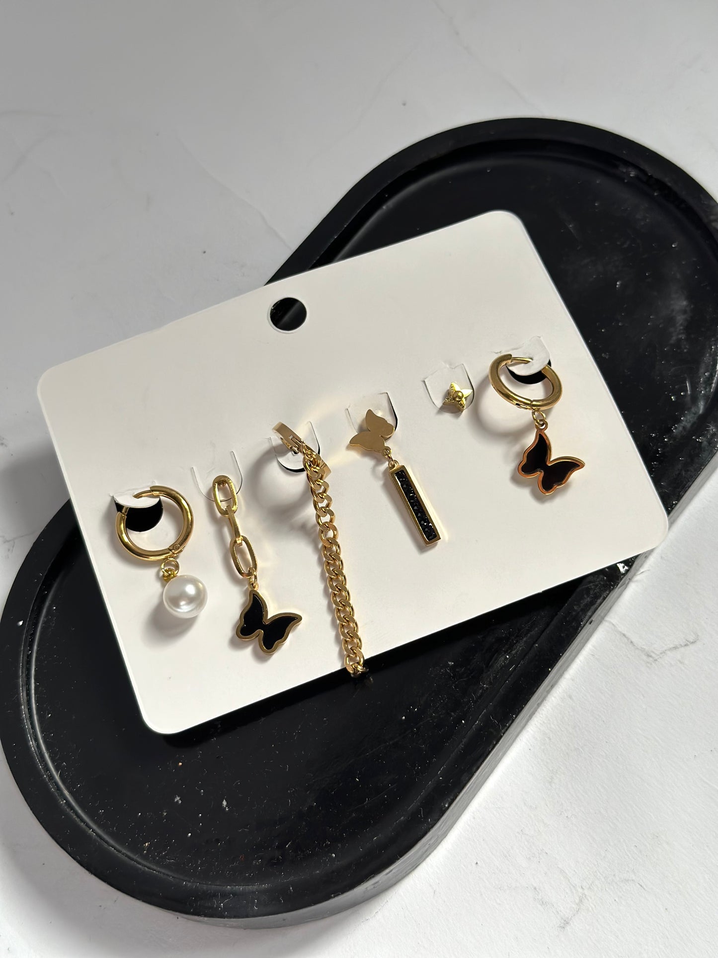 Black Butterfly Earring Set