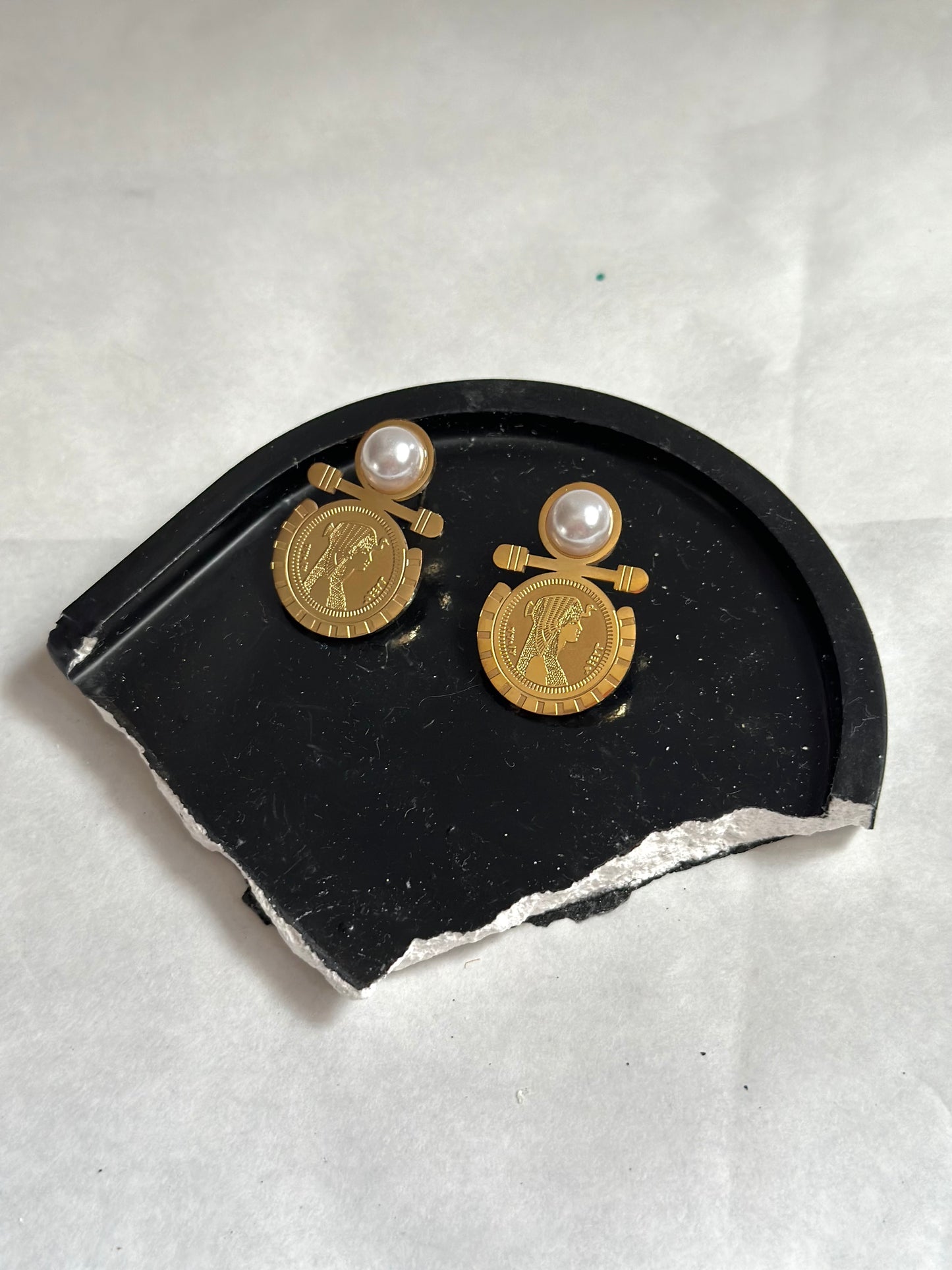 White Nefrtiti Earrings