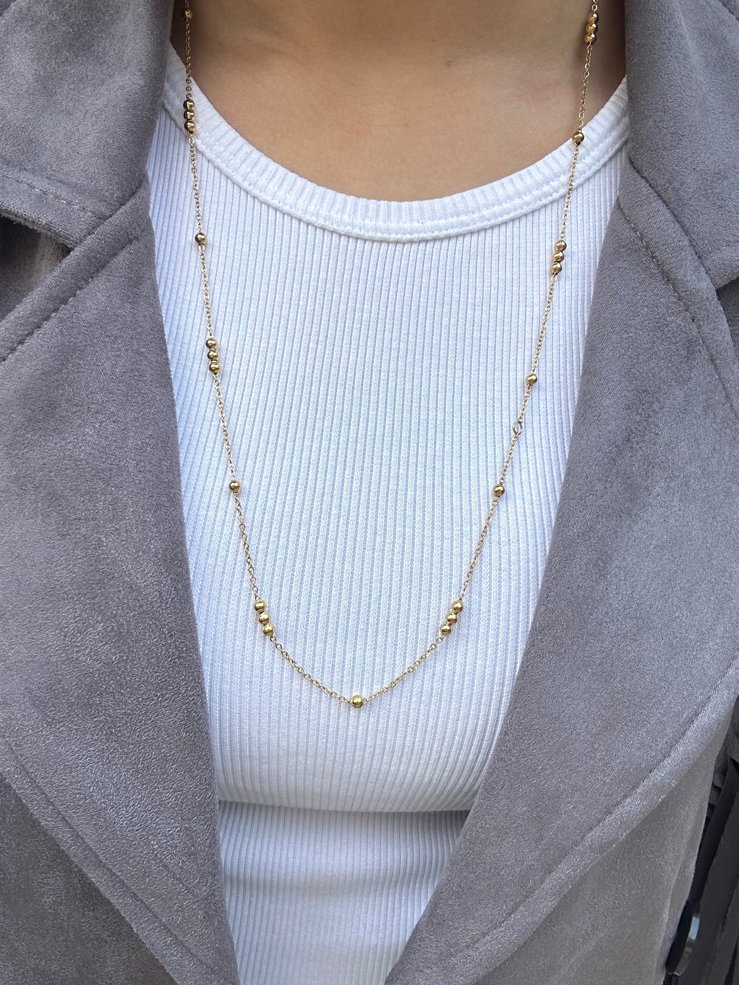 Long Drop Ball Necklace ( two ways to wear)