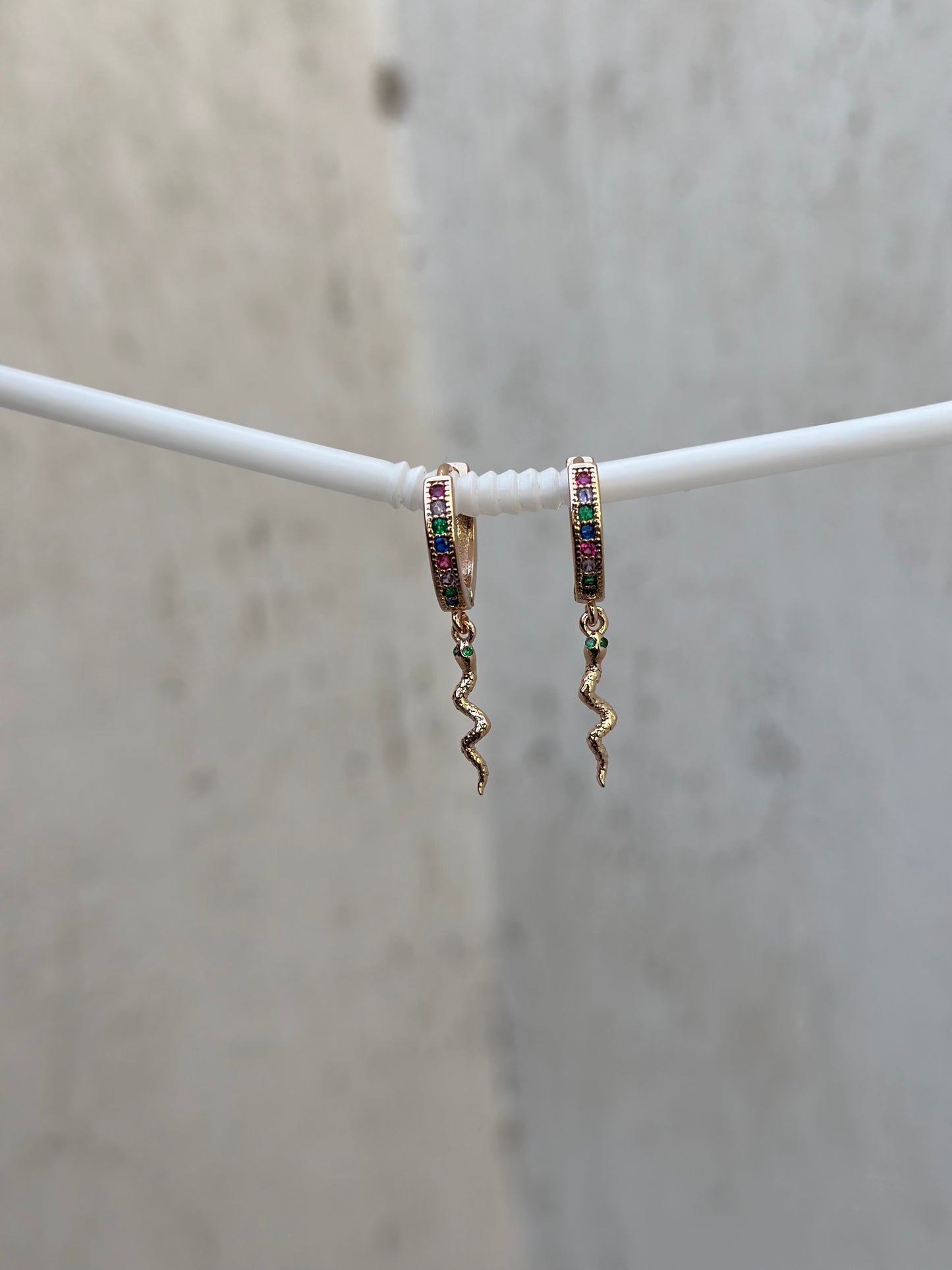 Colored Snake Drop Earrings