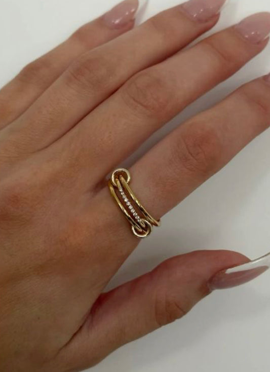 Three sparkling stack ring