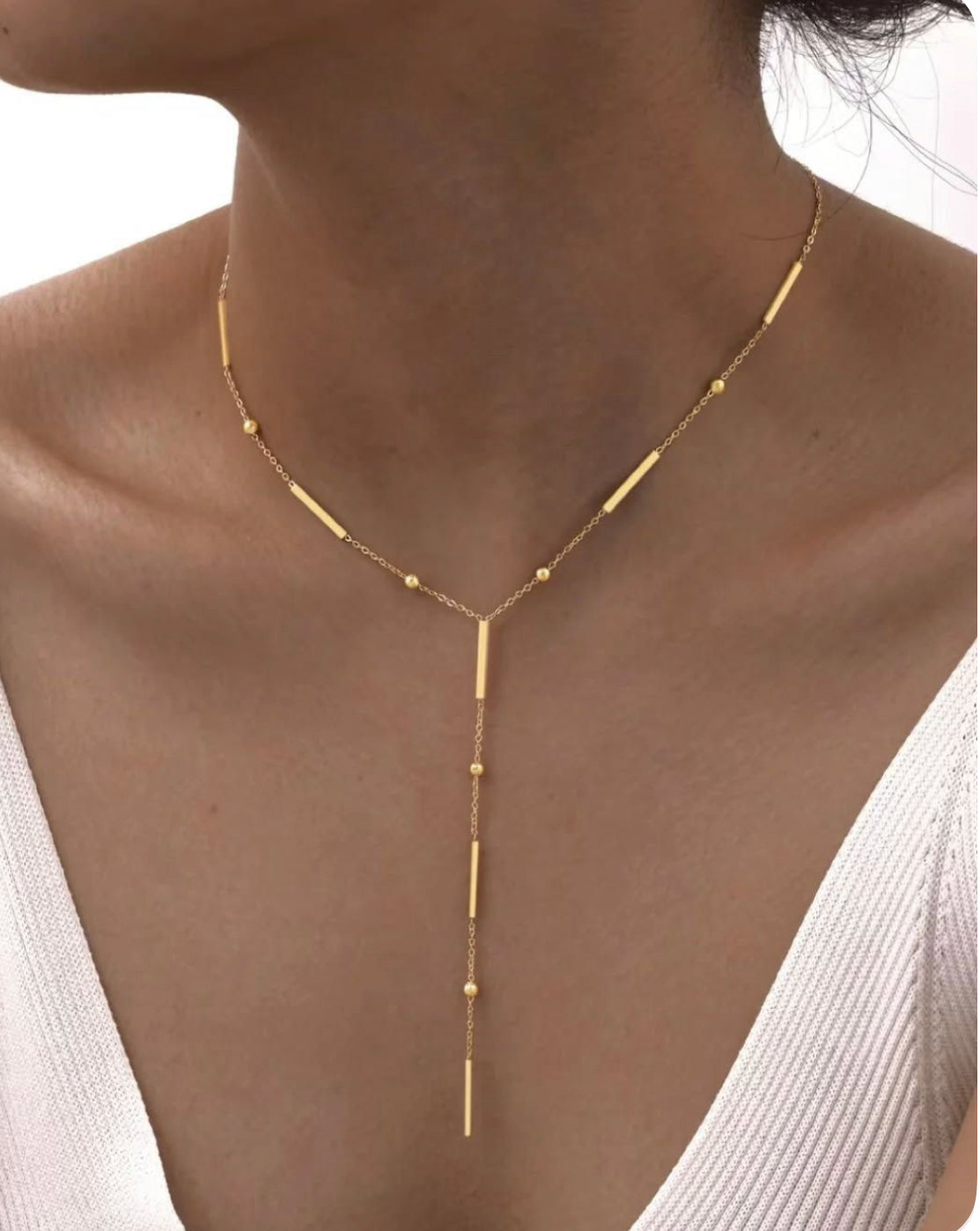 Beaded long Y necklace