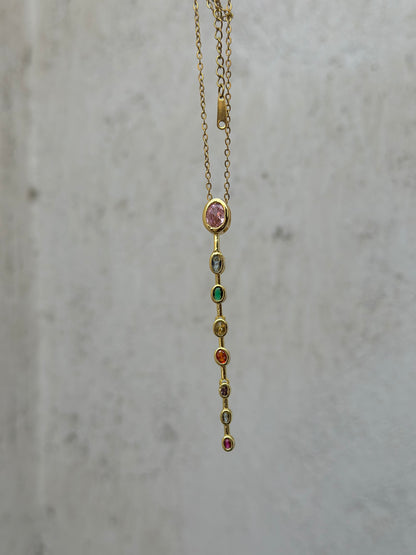 Oval Pink Drop Necklace