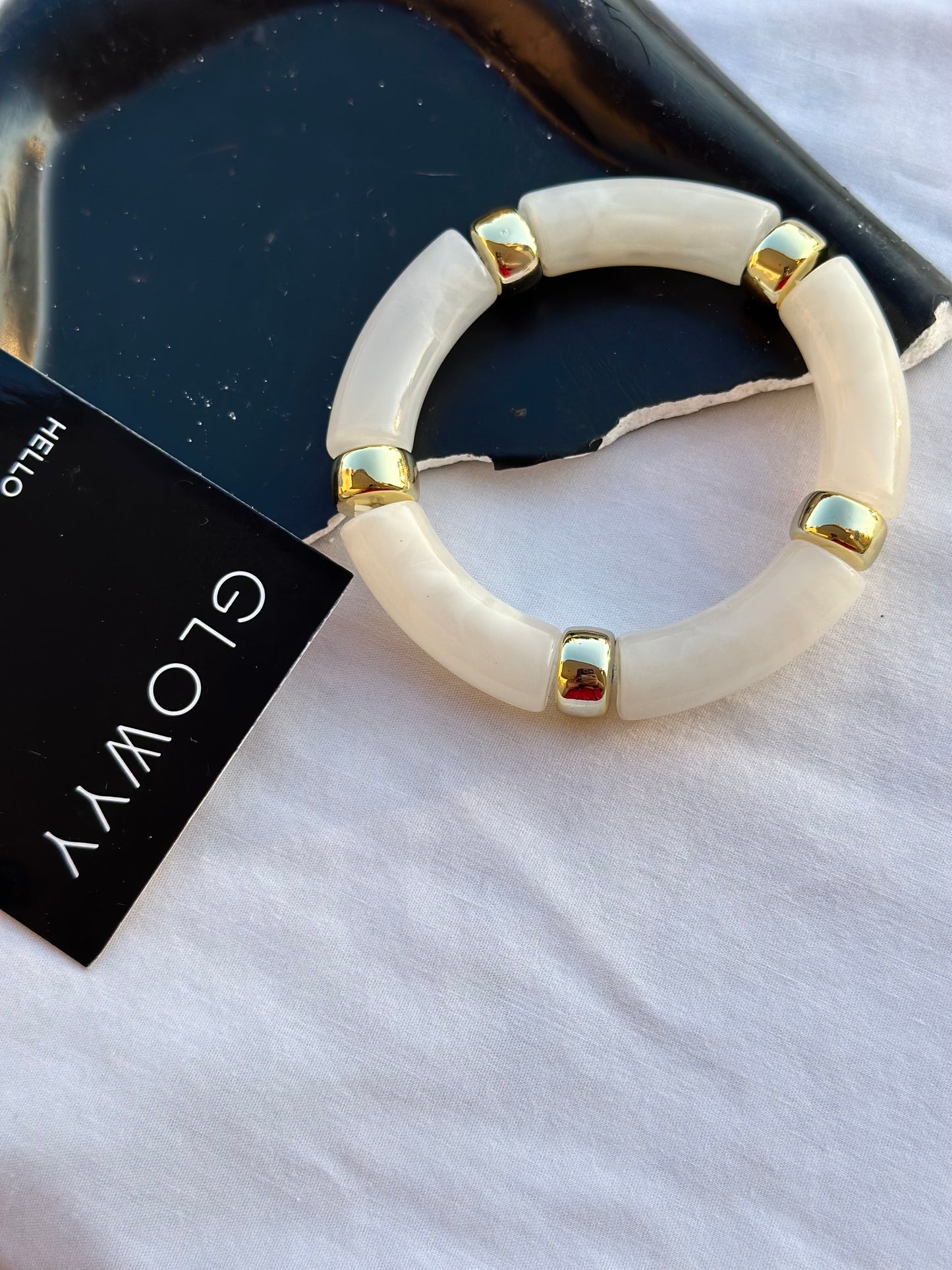 White Acrylic Bambo Bangle