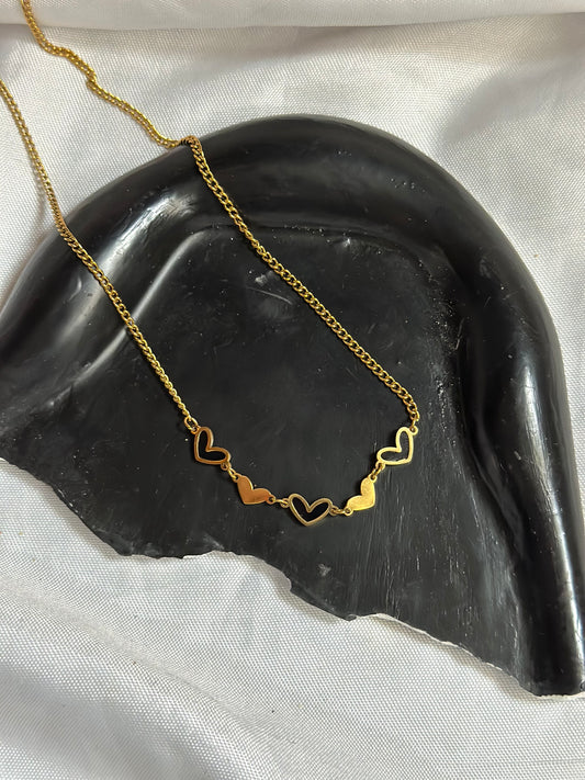 Tiny Black Hearts Necklace