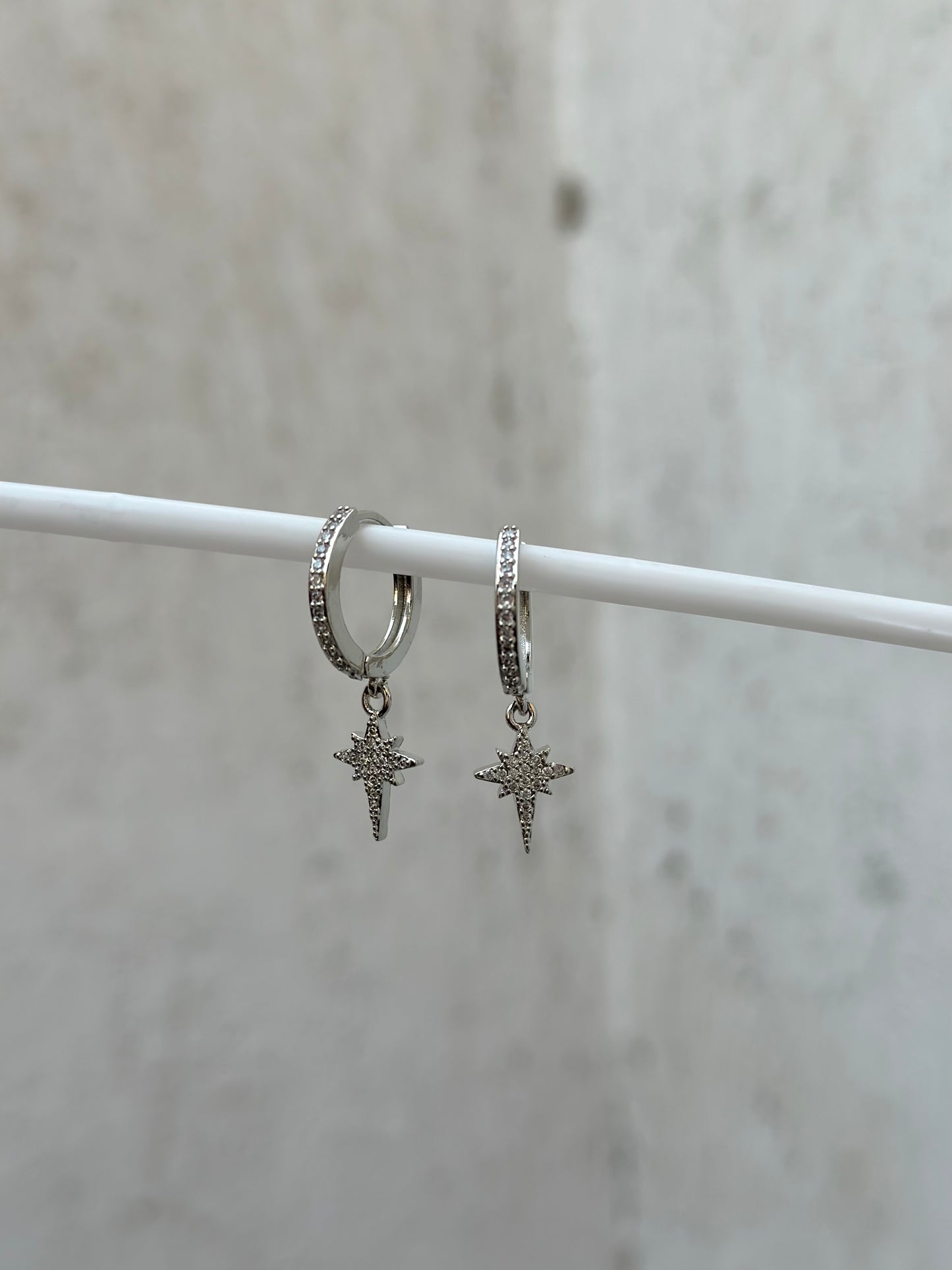 Starbrust Silver Drop Hoop