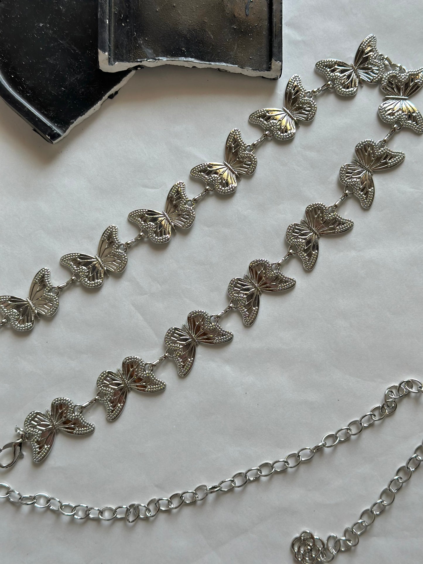 Silver butterfly belt
