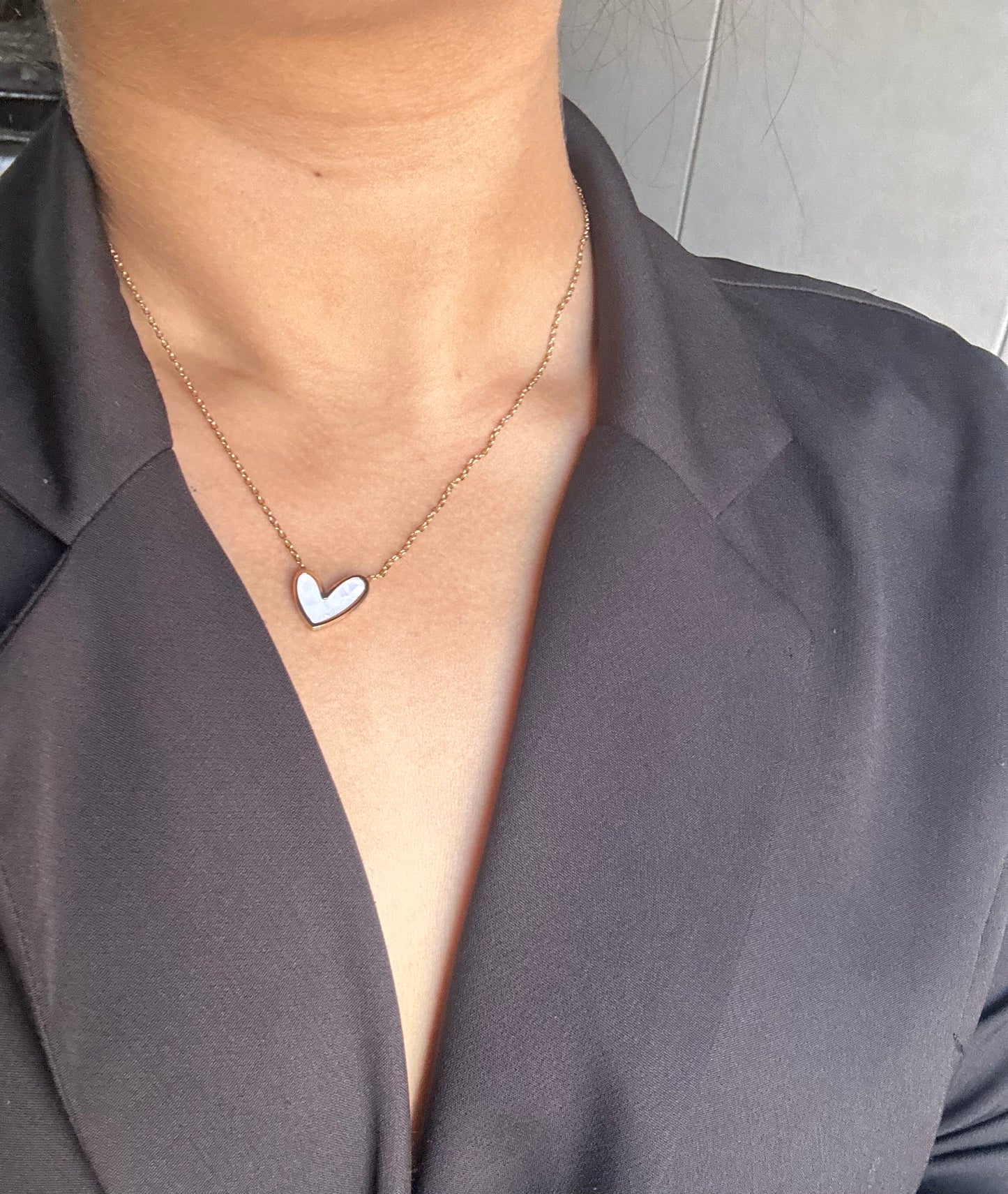 White Heart Necklace