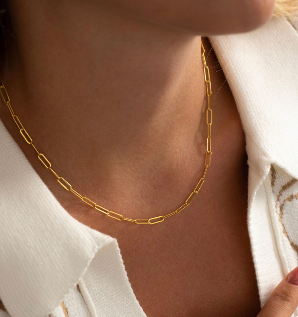 Paper Clip Gold Necklace