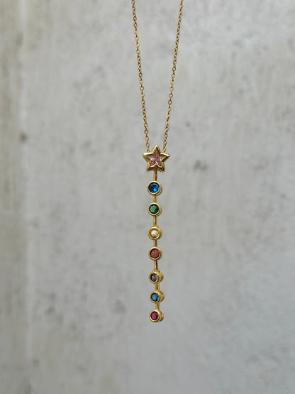 Pink star drop necklace