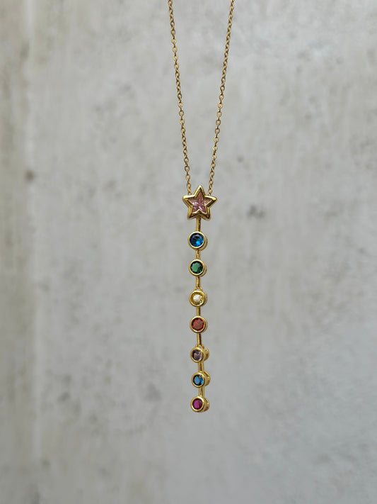 Pink star drop necklace
