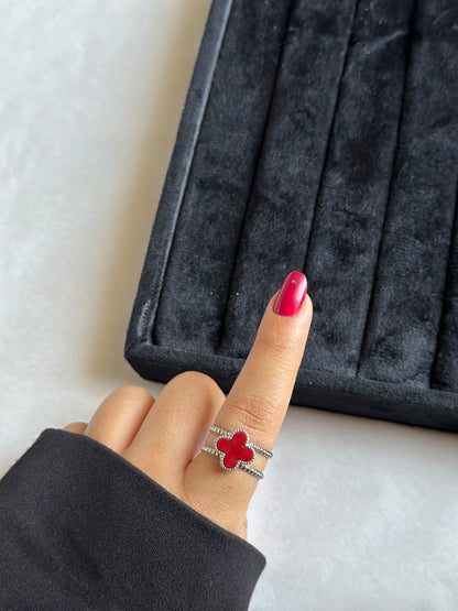 Silver colored vancleef ring