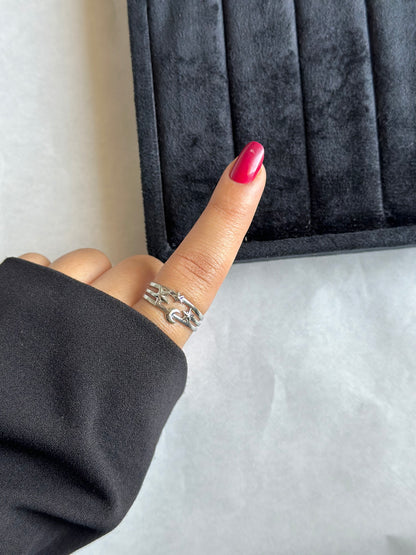 Star Moon Silver Ring