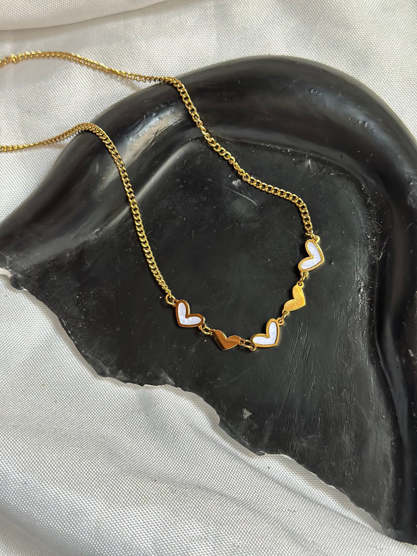 Tiny White Heart Necklace