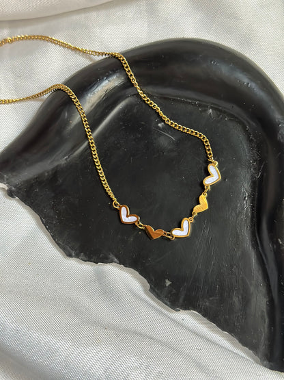 Tiny White Heart Necklace