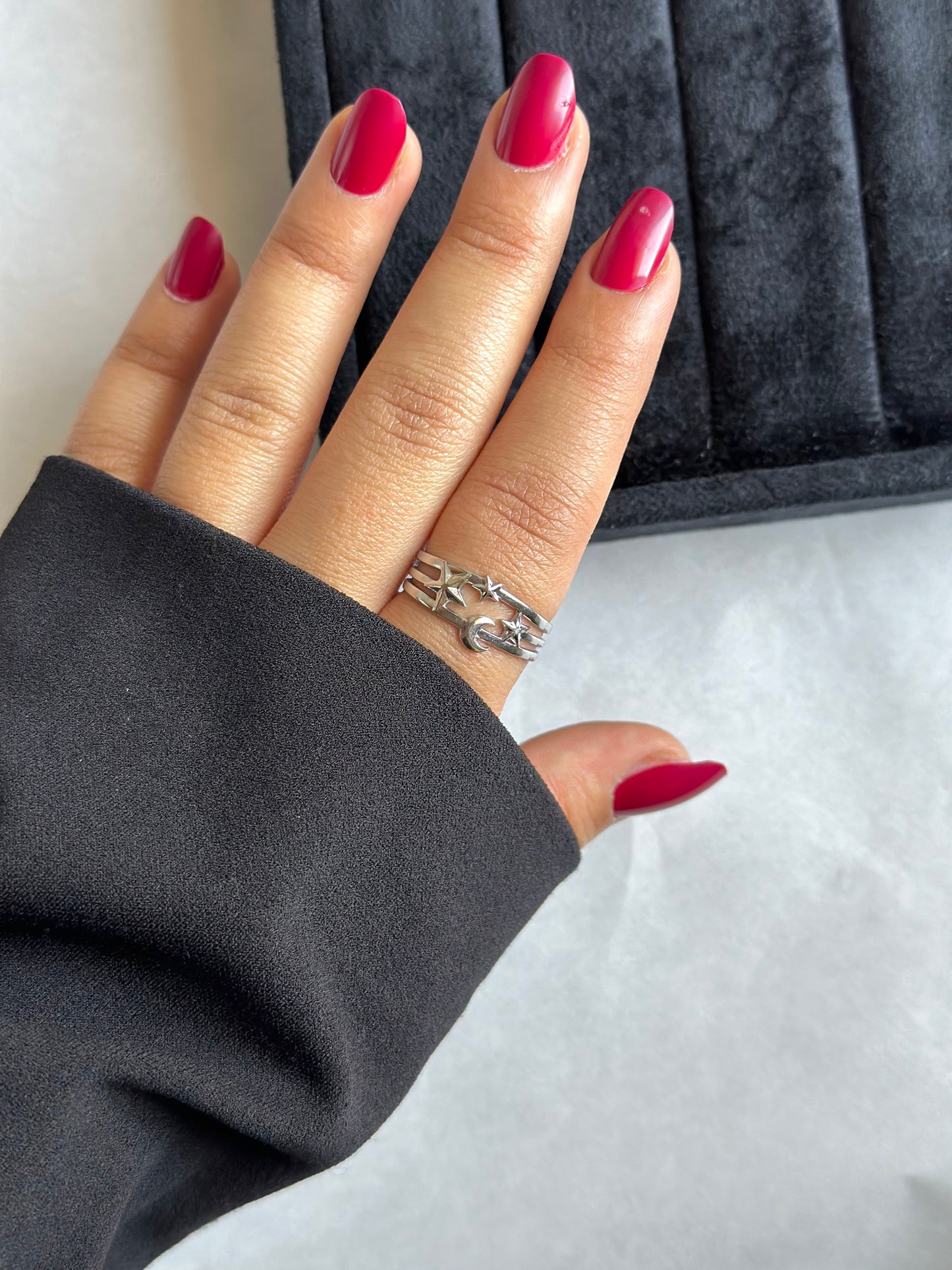 Star Moon Silver Ring