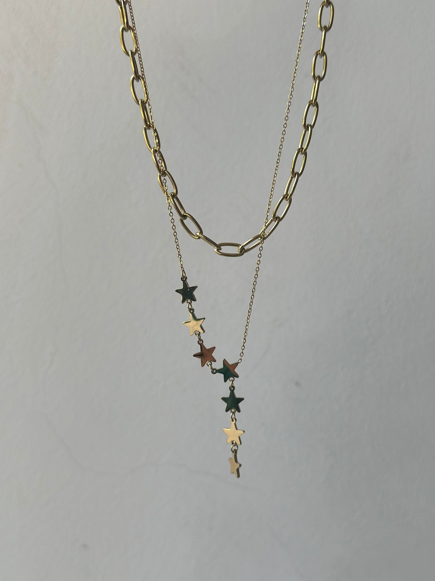 Two Layers Star Drop Necklace