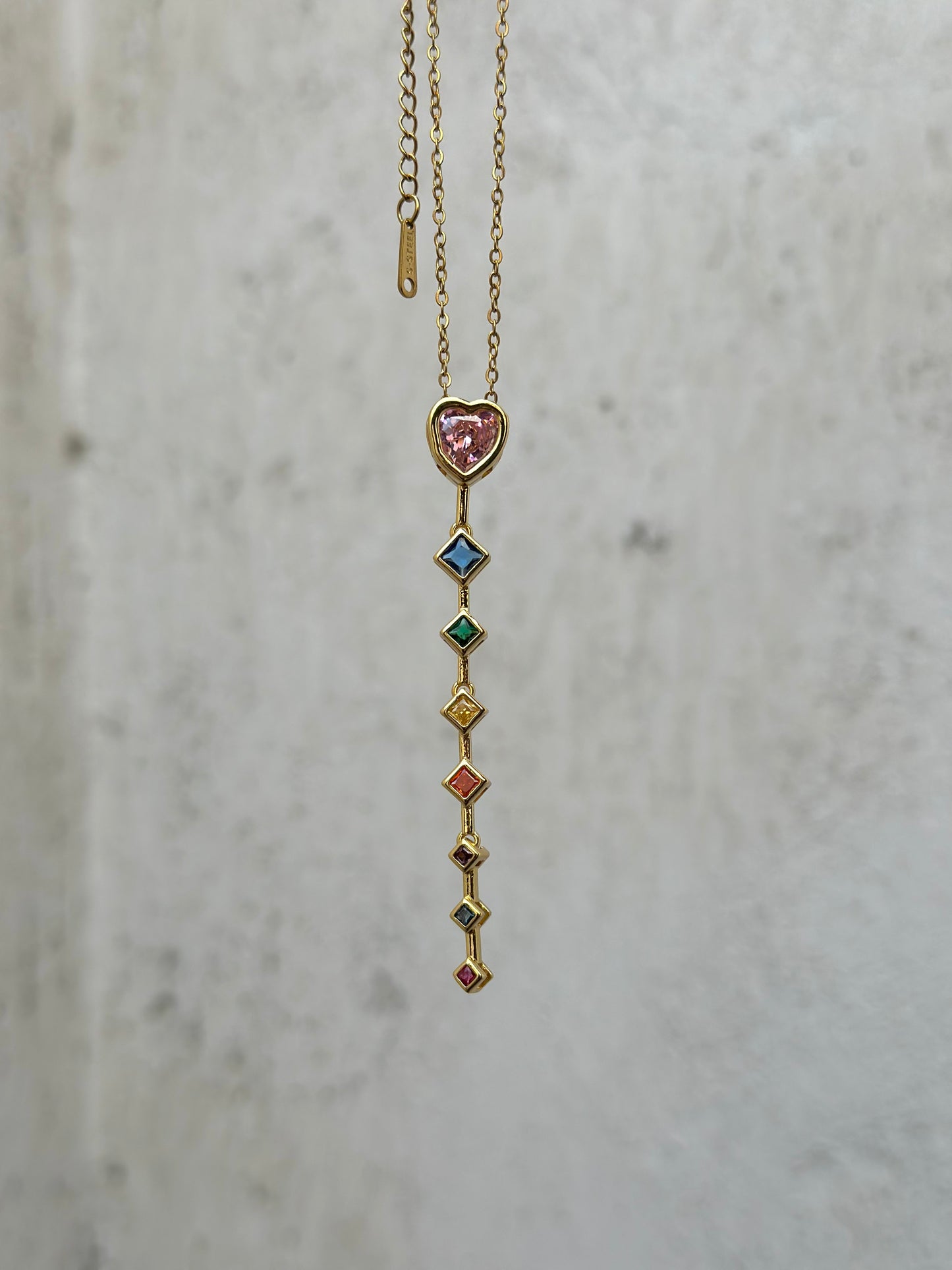 Pink Heart Drop Necklace