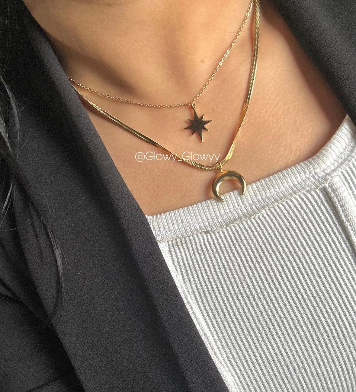 Two layers Star x Moon Necklace