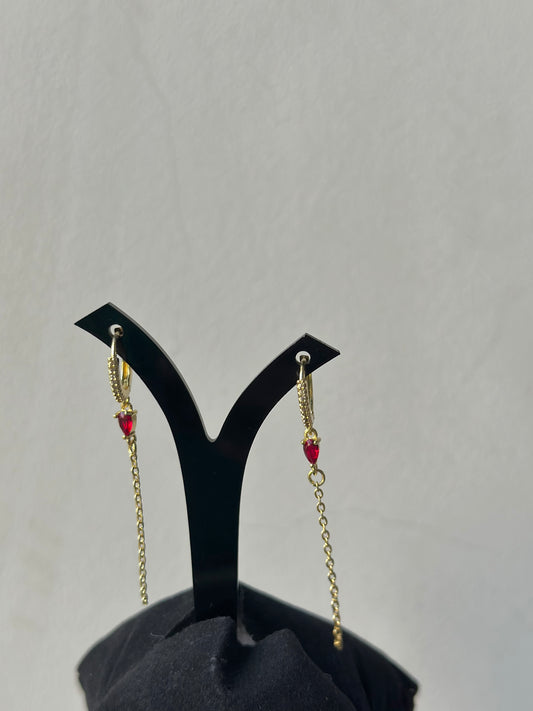 Red Chain Drop Earrings