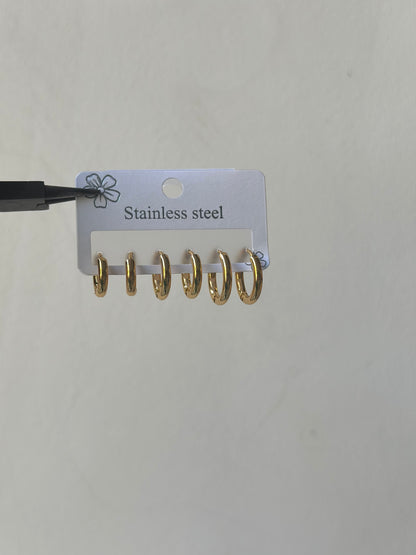 Gold Hoops Earrings Set