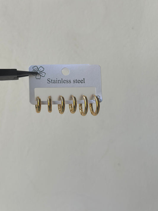 Gold Hoops Earrings Set