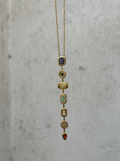 Purple Square Drop Necklace