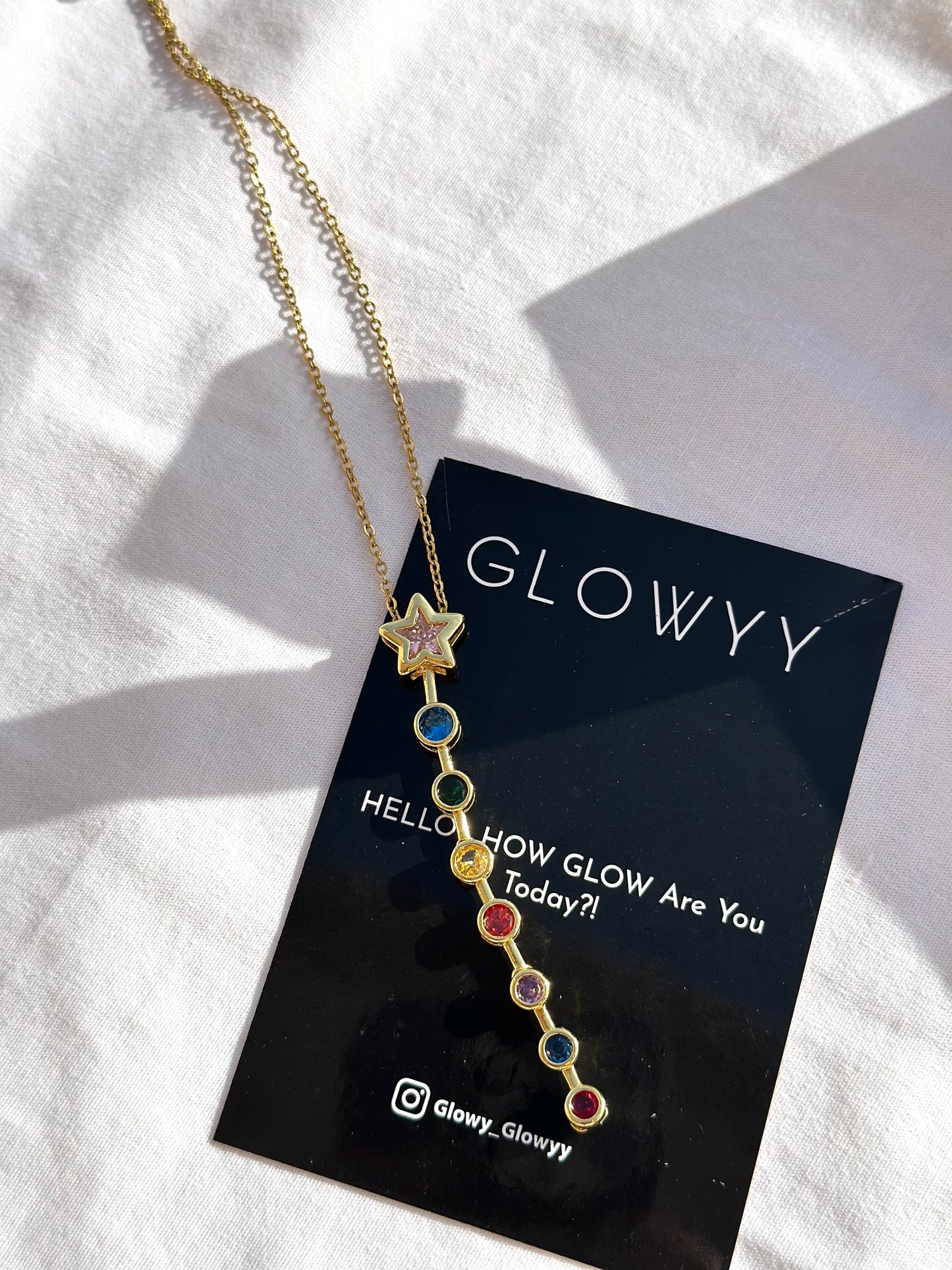 Pink star drop necklace