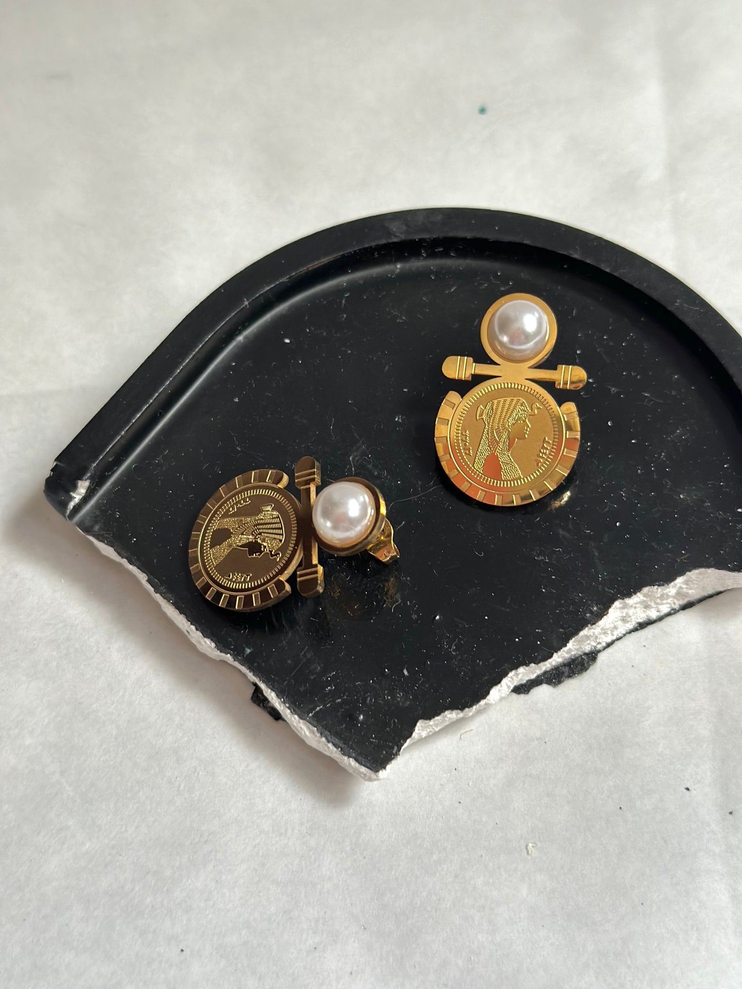 White Nefrtiti Earrings