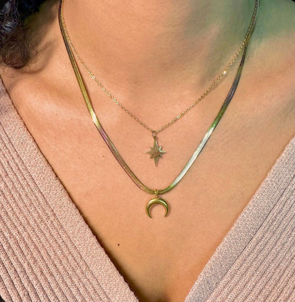 Two layers Star x Moon Necklace