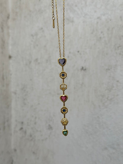 Purple Heart Drop Necklace