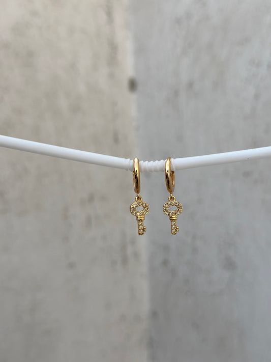 Simple Key Drop Earrings