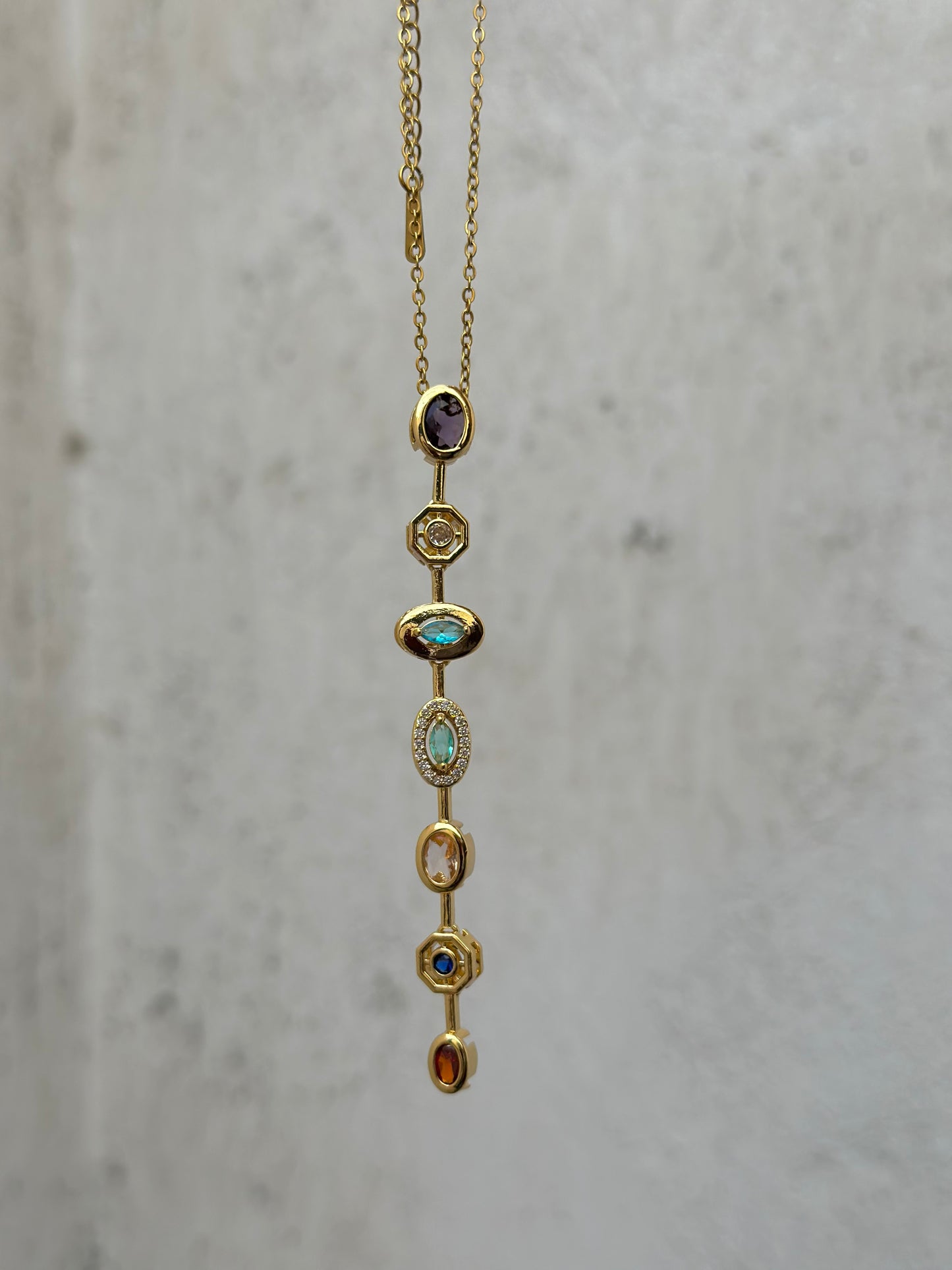 Oval Purple Drop Necklace