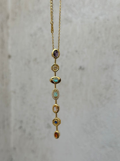 Oval Purple Drop Necklace