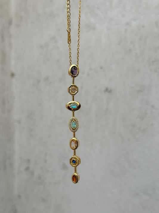 Oval Purple Drop Necklace