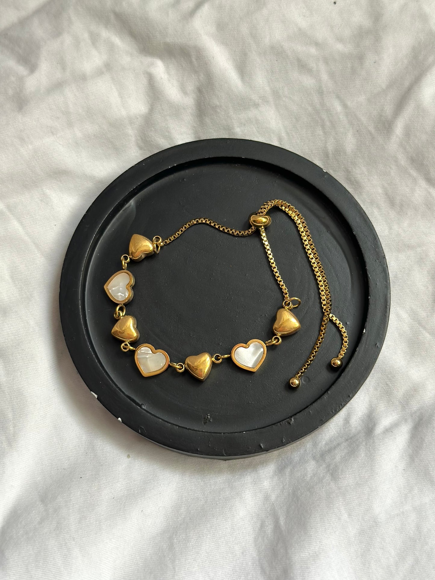 White Heart adjustable Bracelet