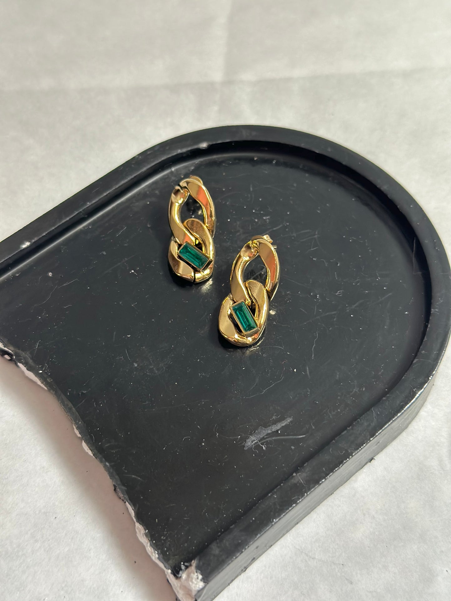 Emerlad Chain Earrings