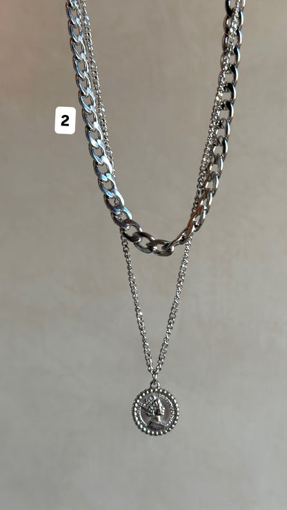 Two layers coin necklace